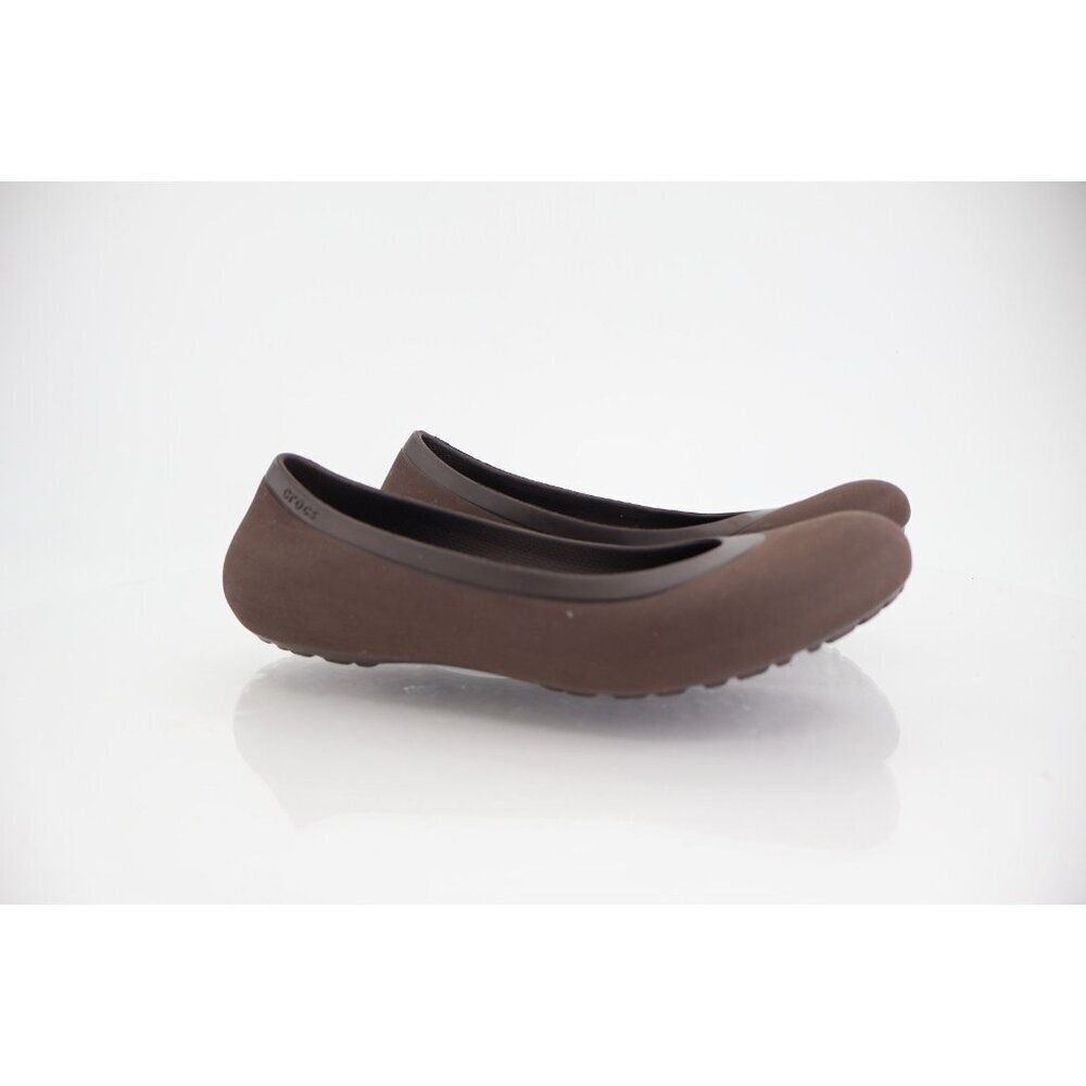 CROCS Women's Mammoth Ballet Flats Size 8 Fleece Lined Shoe Brown Fleece Slip On